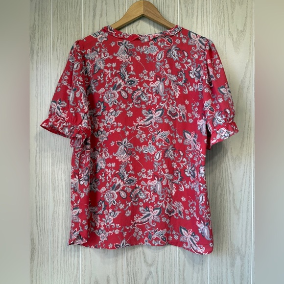 LOFT Nolan Floral Print Blouse Blush Rose Color Size L EUC - Picture 3 of 3